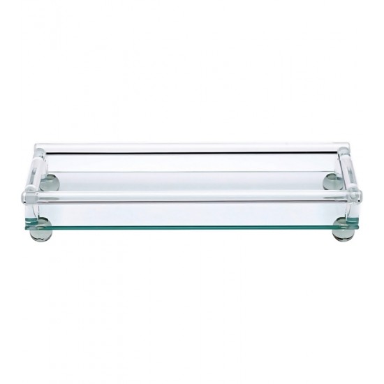 Bandeja 33cm por 12cm Decorativa De Vidro Retangular Com 4 Pés